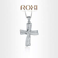 White Gold plated Austrian Crystal Cross necklace