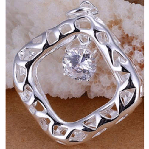 925 Sterling silver plated Pendant With Zircon stone and Necklace
