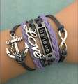 **Discounted Shipping**Infinity Bracelet believe Love Lilac and Grey