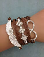 **Discounted Shipping**Infinity bracelet brown glitter wings