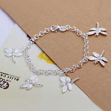 **discounted shipping** 925 silver filled Dragonfly Charms Bracelet