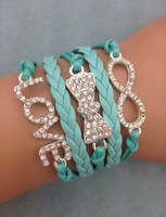 Infinity Bracelet glitter blue love