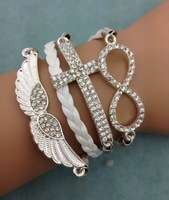 Infinity Bracelet glitter Cross Wings