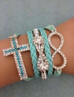 **Discounted Shipping** Infinity Glitter Blue Cross Bracelet
