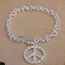 **R35 shipping**925 silver filled peace  bracelet