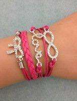 infinity pink rhinestone love Bracelet