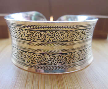 Tibet silver Intricate design cuff bracelet