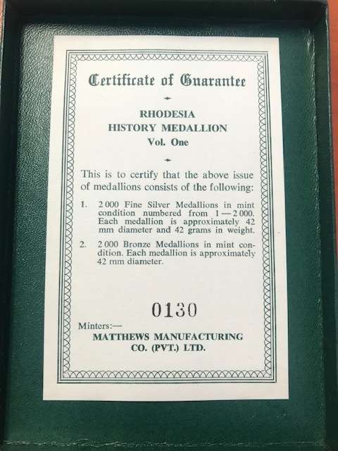 Rhodesian History Medallion - Vol 1 - The First President of Rhodesia CW Dupont.