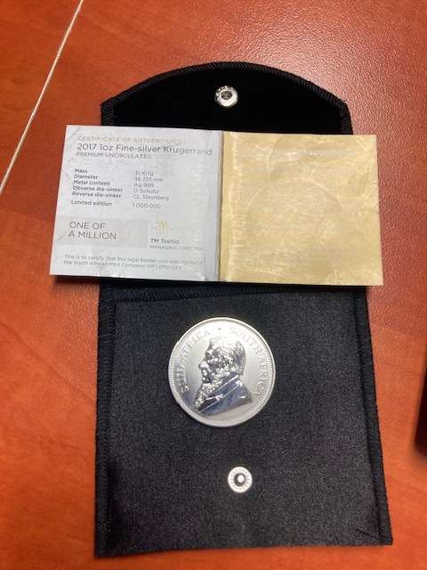 2017 Silver Kruger Rand with Certificate Premium UNC
