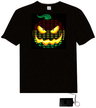 L@@K * Sound Activated Halloween LED Light EL T-Shirt *