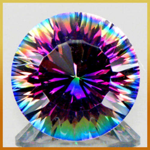 8.54Ct.AAA Natural Mystic Quartz Round Concave 14 mm.