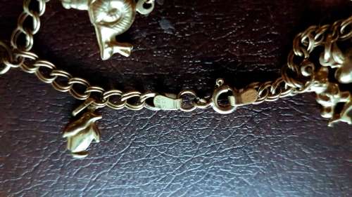 9ct Gold Charm Bracelet - 9 charms - 6.69g.