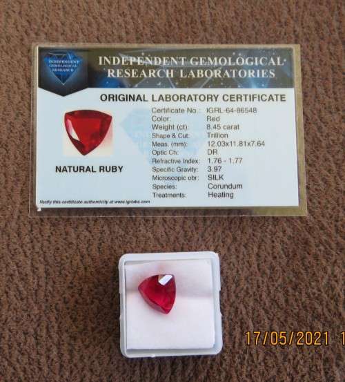 Certified 8.45 Trillion Cut Ruby