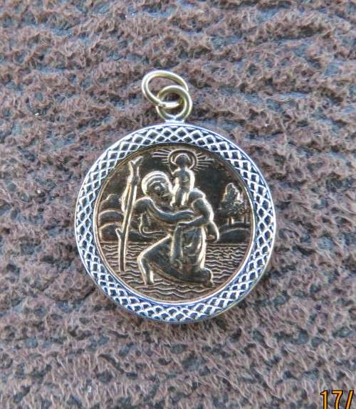 9ct Yellow and White Gold St. Christopher Double Sided Pendant.