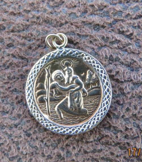 9ct Yellow and White Gold St. Christopher Double Sided Pendant.