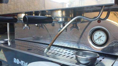 BO-EMA Espresso machines pressure gauge, group handle and group head.
