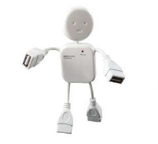 High Speed 4 Ports USB 2.0 Hub White Mini Man USB HUB