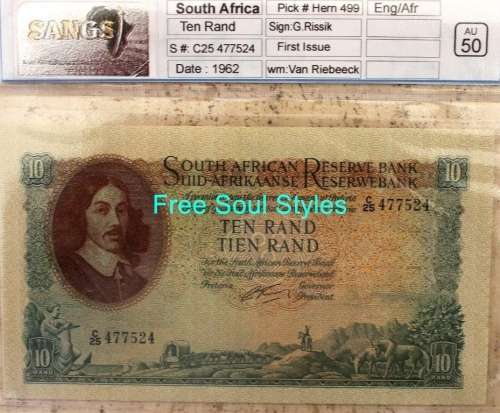 1962 G Rissik 1st Issue R10 SANGS Graded AU 50