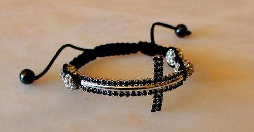 Shamballa Beads Black Cross Bracelet