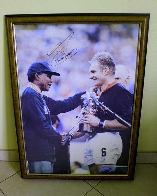 Framed 1995 Rugby World Cup Picture Signed by Francois Piennar