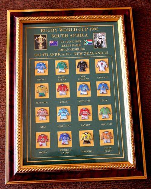 1995 Rugby World Cup Framed Pins of all theTeams