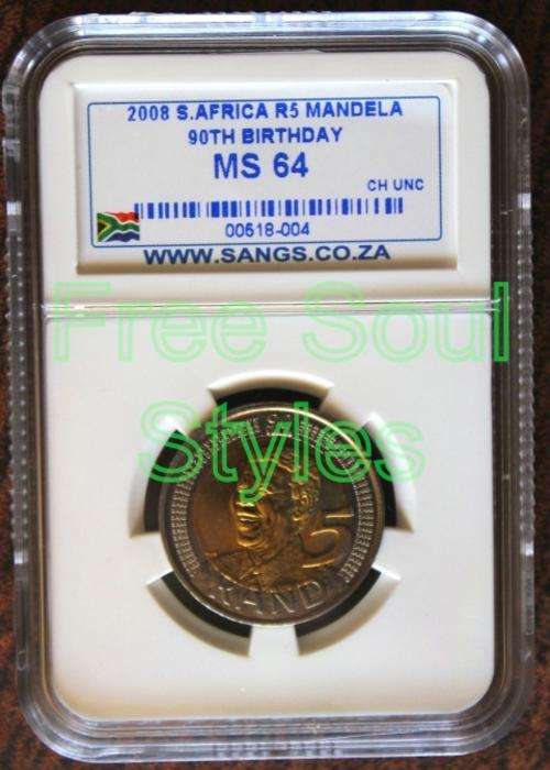 2008 Mandela 90th Birthday R5 SANGS Graded MS 64