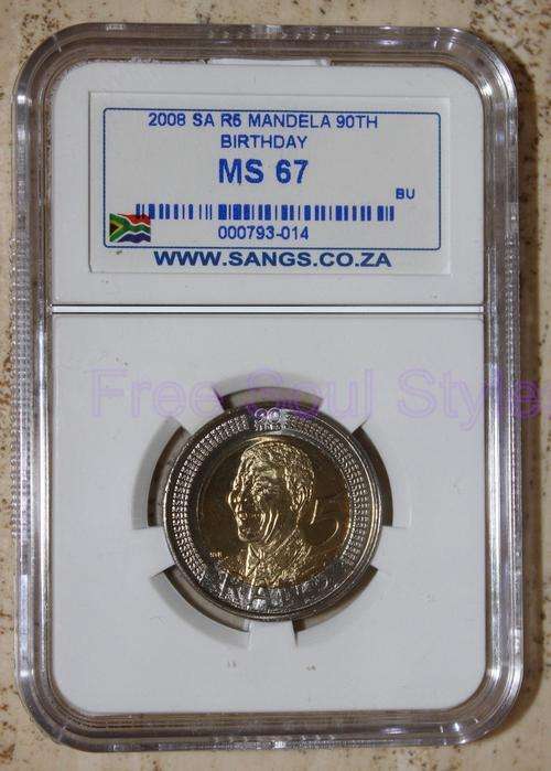 2008 Mandela 90th Birthday R5 SANGS Graded MS 67