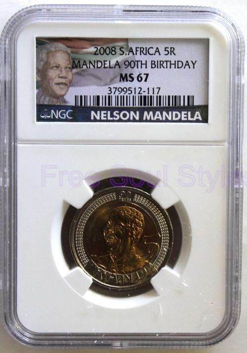 2008 90th Birthday Mandela R5 Coin NGC Graded MS 67