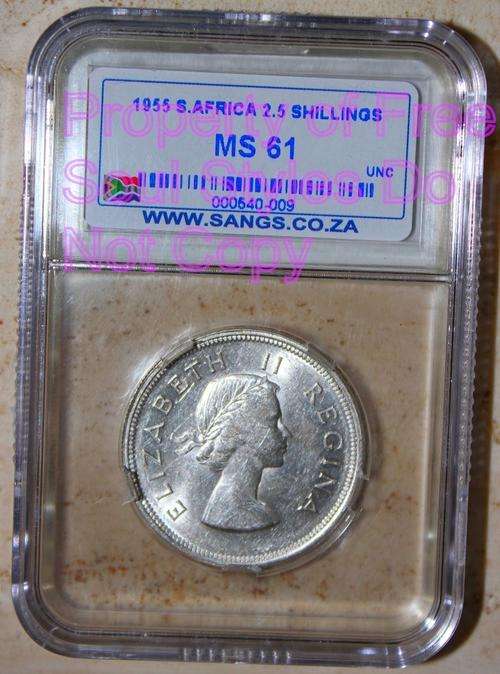 1955 2.5 Shillings SANGS Graded MS 61
