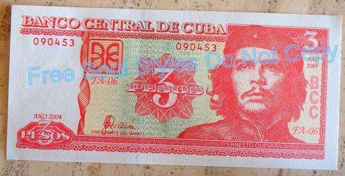 Awesome 3 Cuban Pesos with Che Guevara