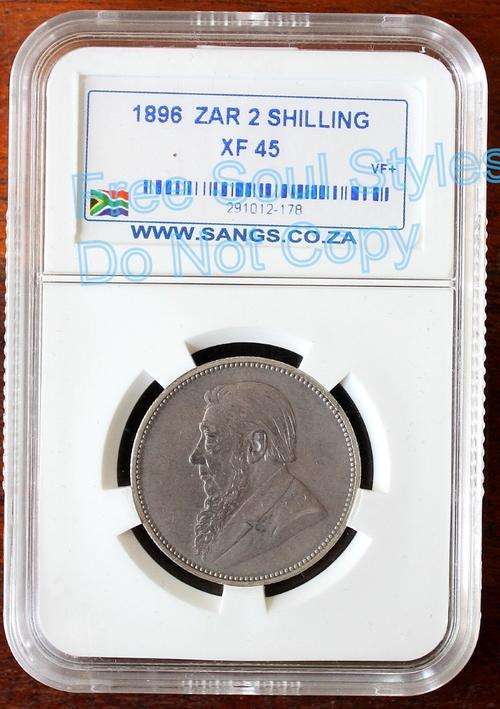 1896 ZAR 2 Shillings SANGS Graded XF 45