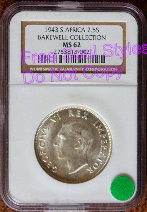 1943 2.5 Shillings NGC Graded MS 62
