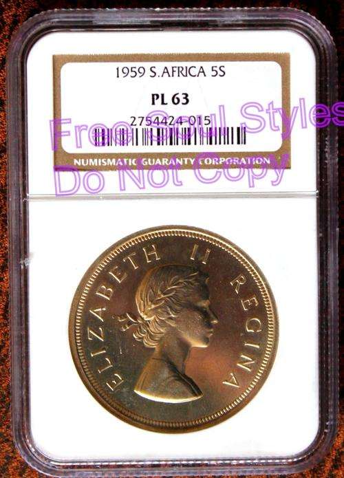 1959 5 Shilling NGC Graded PL 63