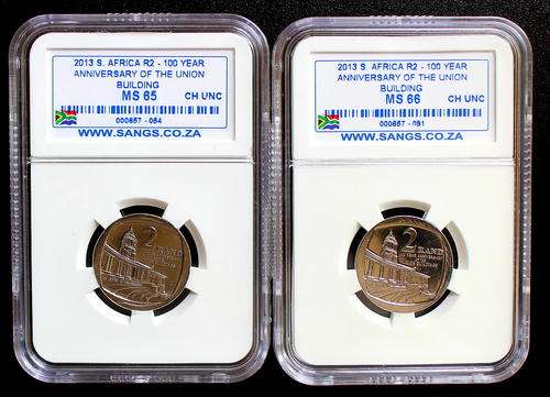 2013 Duo R2 Centenary of The Union Buildings SANGS Graded MS 65 and MS 66