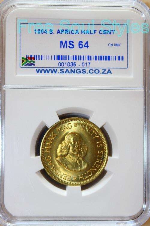 1964 1/2 Cent SANGS Graded MS 64