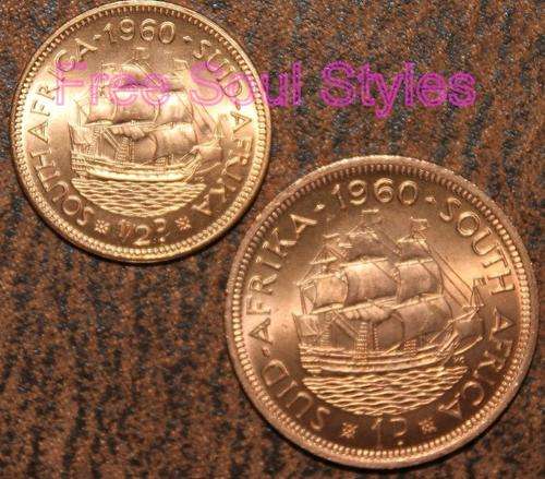 Set of 2 1960 1 Penny and 1/2 Penny