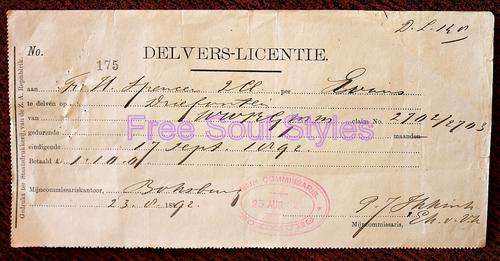 For gustavdt88 Only! 1892 Gold Diggers Licence
