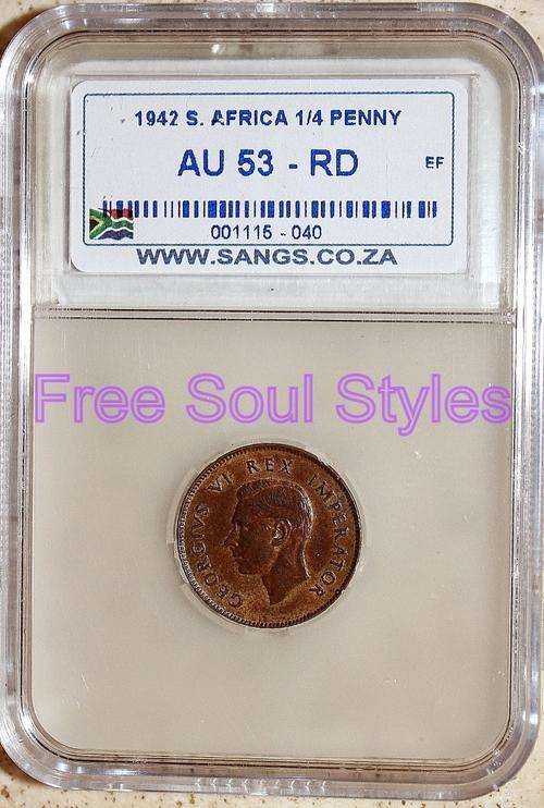 1942 1/4 Penny SANGS Graded AU 53 RD