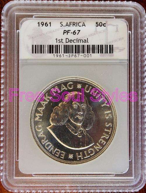 High Grade - 1961 50 Cent SACGS Graded PF 67