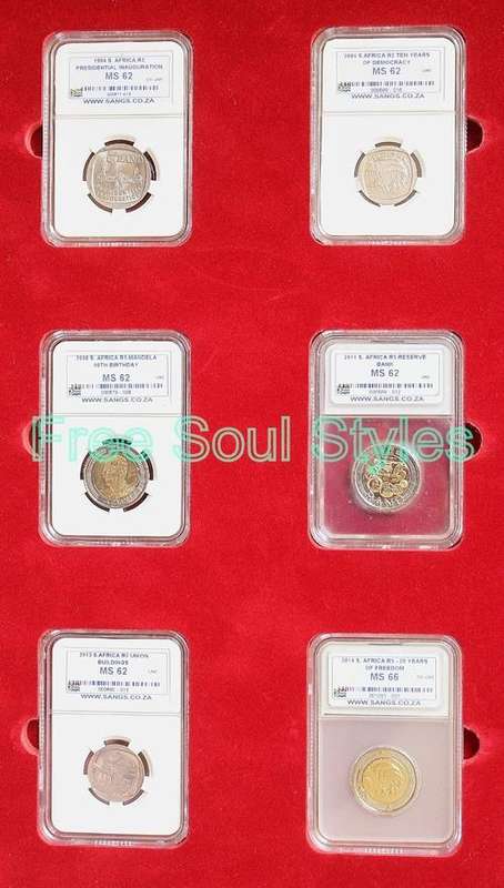 Beautiful Set of 6 Rainbow Nation Iconic Coins - In Wooden and Velvet Box