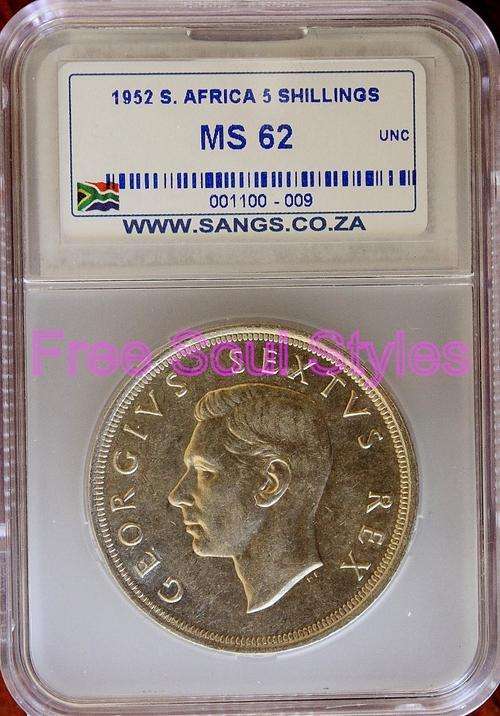 1952 5 Shilling SANGS Graded MS 62