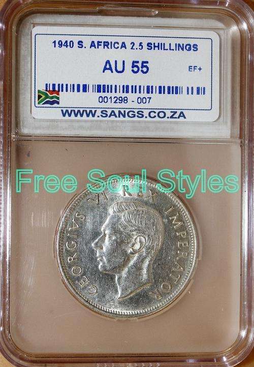 1940 2.5 Shillings SANGS Graded AU 55