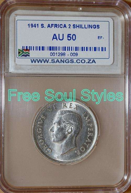 1941 2 Shillings SANGS Graded AU 50