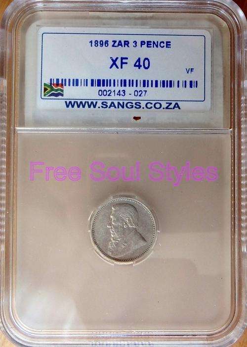 1896 ZAR 3 Pence SANGS Graded XF 40