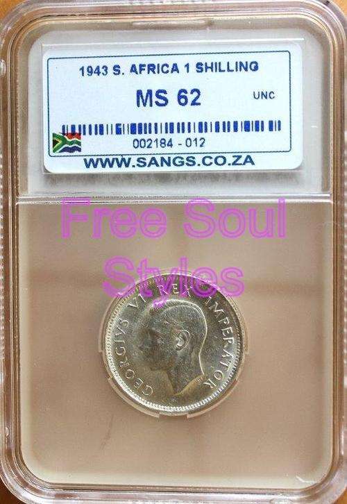 1943 1 Shilling SANGS Graded MS 62 - Catalogue Value R1 200.00