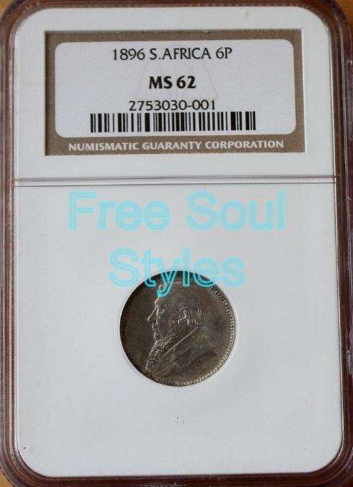 1896 ZAR 6 Pence NGC Graded MS 62 - Catalogue Value R4 000.00