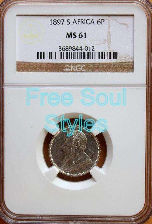 1897 ZAR 6 Pence NGC Graded MS 61 - Catalogue Value R2 000.00