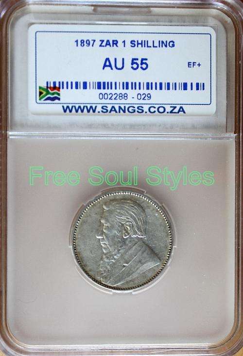 1897 ZAR 1 Shilling SANGS Graded AU 55 - Catalogue Value R1 850.00