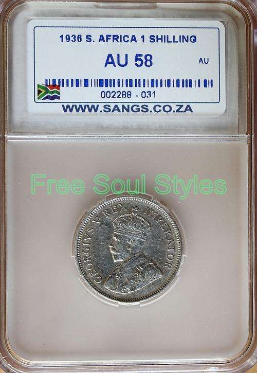 1936 1 Shilling SANGS Graded AU 58 - Catalogue Value R2 750.00