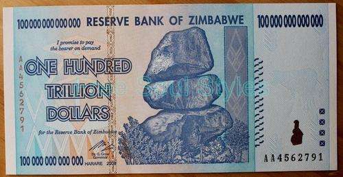 Zimbabwe 100 Trillion Dollar Note - Highest Ever Denomination Note in The World